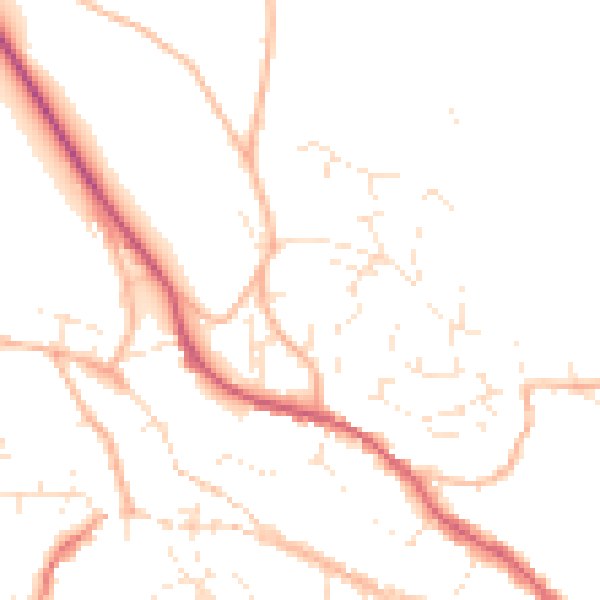 Daytime road noise heatmap for TR10 8AY