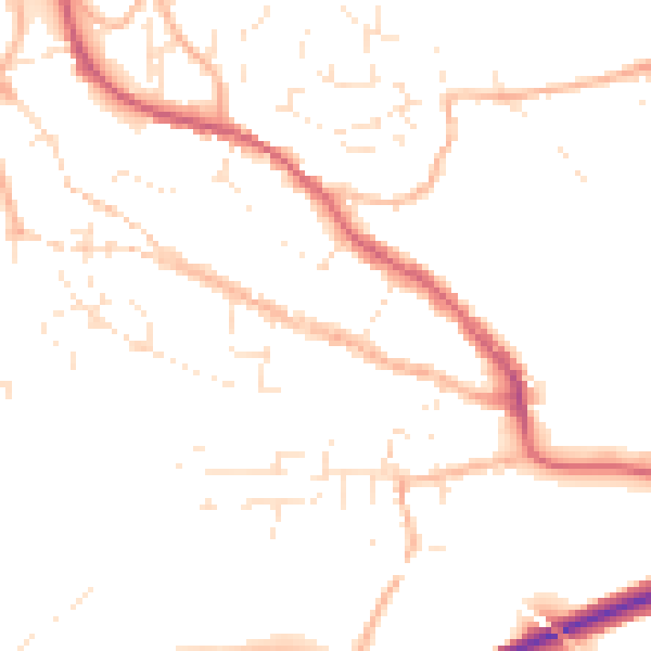 Daytime road noise heatmap for TR10 8BG