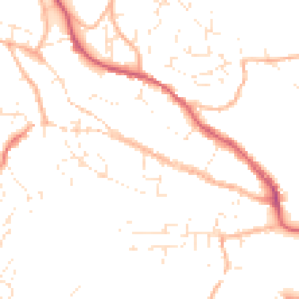 Daytime road noise heatmap for TR10 8BH