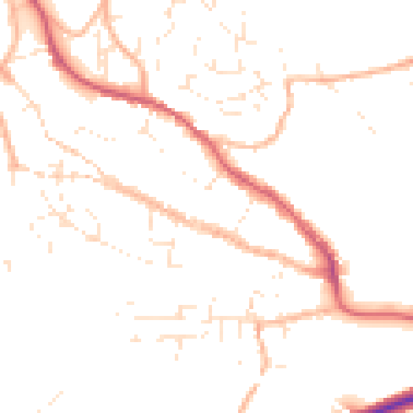 Daytime road noise heatmap for TR10 8BL