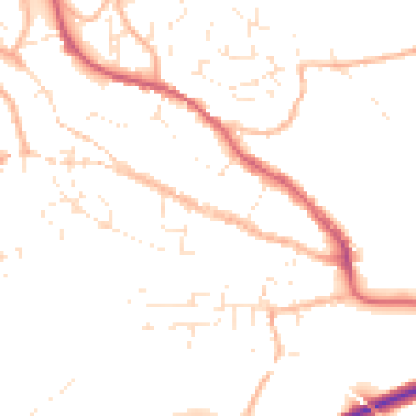 Daytime road noise heatmap for TR10 8BQ