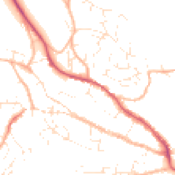 Daytime road noise heatmap for TR10 8BS