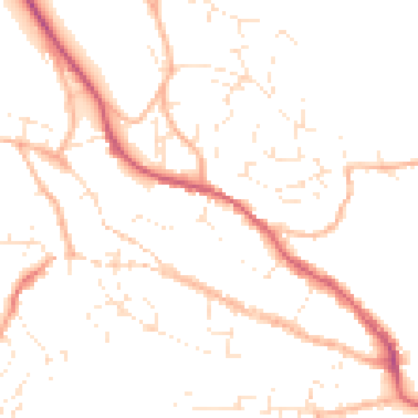 Daytime road noise heatmap for TR10 8BT