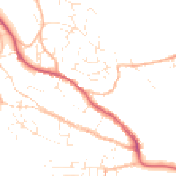 Daytime road noise heatmap for TR10 8BY