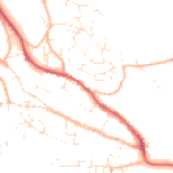 Daytime road noise heatmap for TR10 8BZ