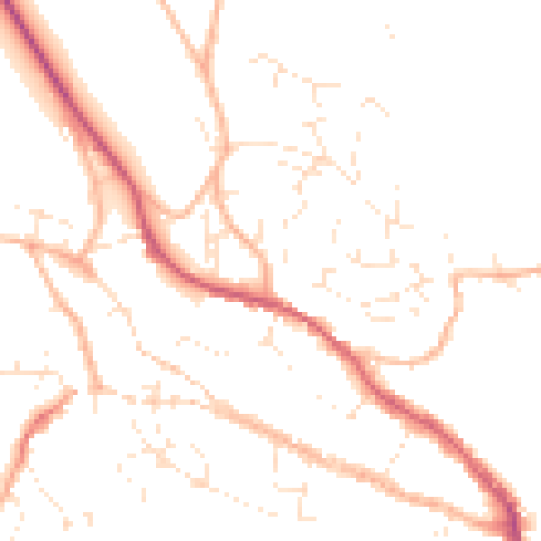 Daytime road noise heatmap for TR10 8DB