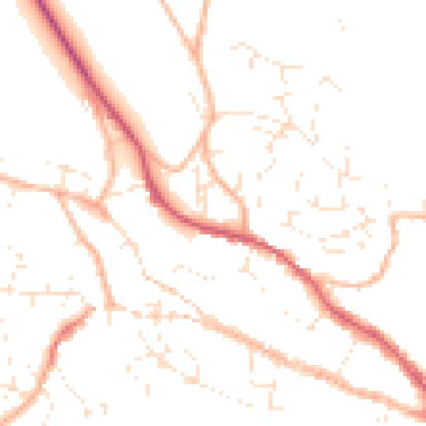 Daytime road noise heatmap for TR10 8DE