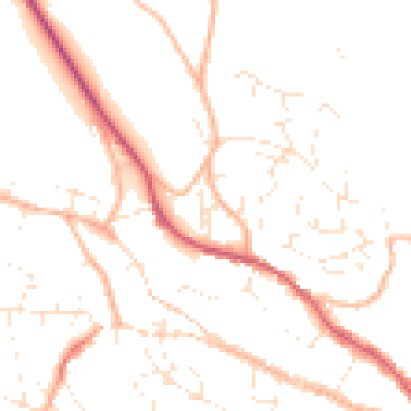 Daytime road noise heatmap for TR10 8DF