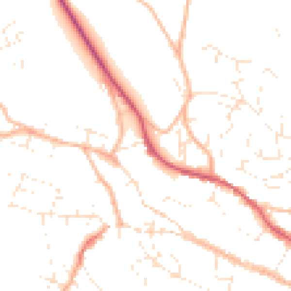 Daytime road noise heatmap for TR10 8DJ