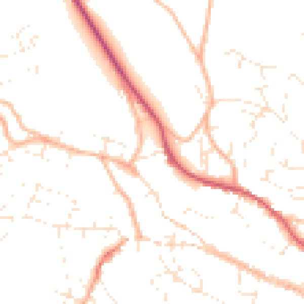 Daytime road noise heatmap for TR10 8DL