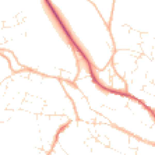 Daytime road noise heatmap for TR10 8DN