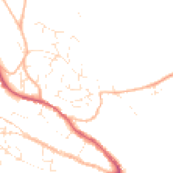 Daytime road noise heatmap for TR10 8DT