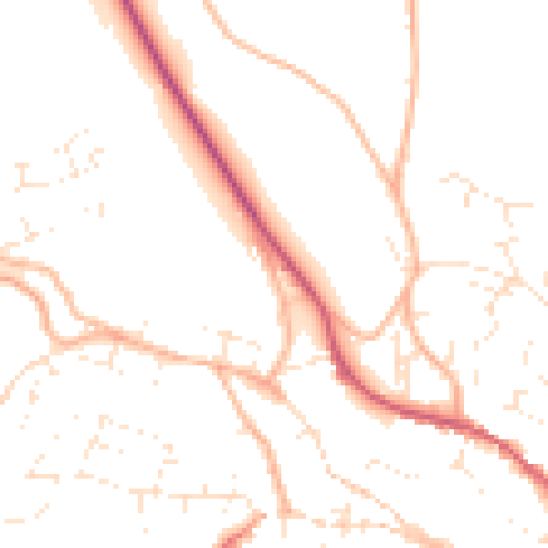 Daytime road noise heatmap for TR10 8DW