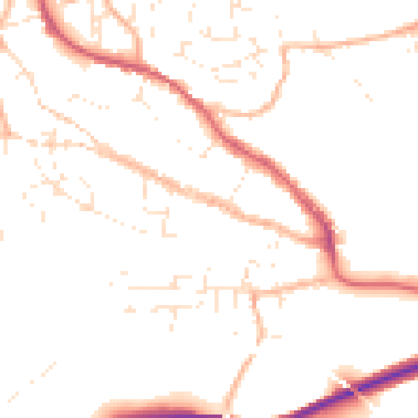 Daytime road noise heatmap for TR10 8ED