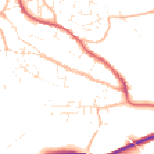Daytime road noise heatmap for TR10 8EE