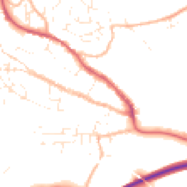 Daytime road noise heatmap for TR10 8FA