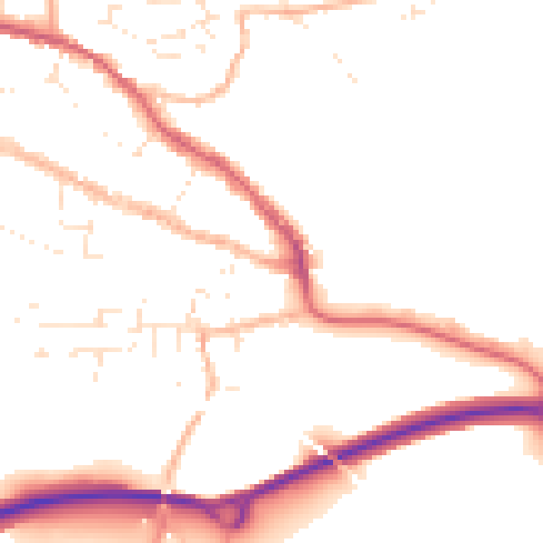 Daytime road noise heatmap for TR10 8GW