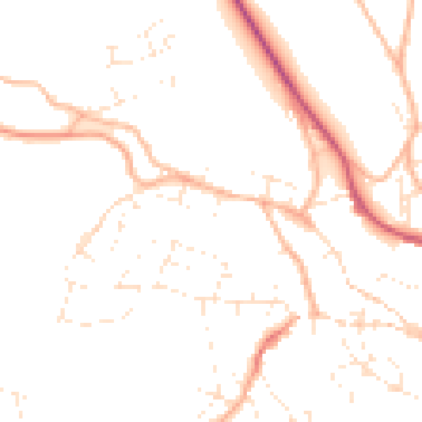 Daytime road noise heatmap for TR10 8HJ