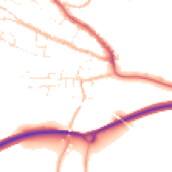 Daytime road noise heatmap for TR10 8JY