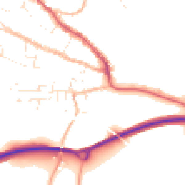 Daytime road noise heatmap for TR10 8LA