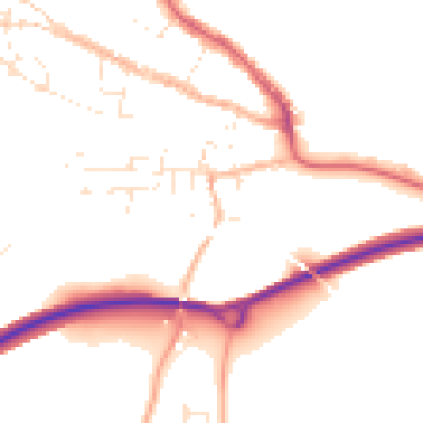 Daytime road noise heatmap for TR10 8LQ