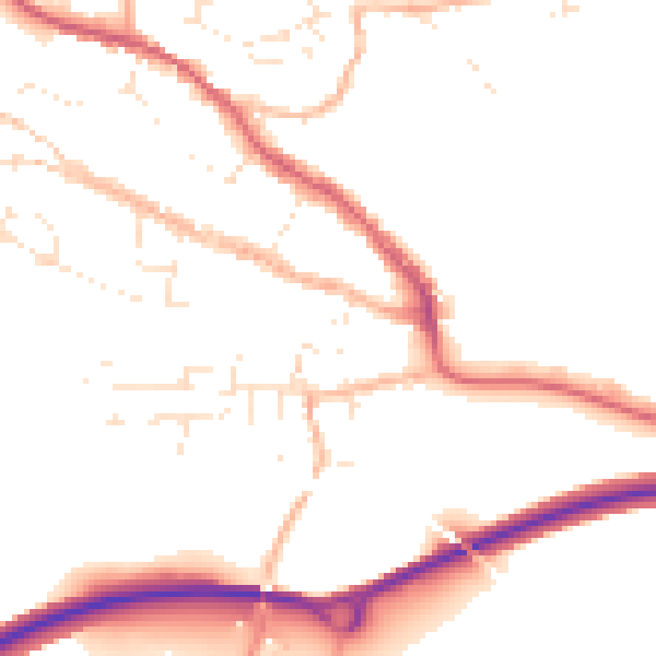 Daytime road noise heatmap for TR10 8LZ