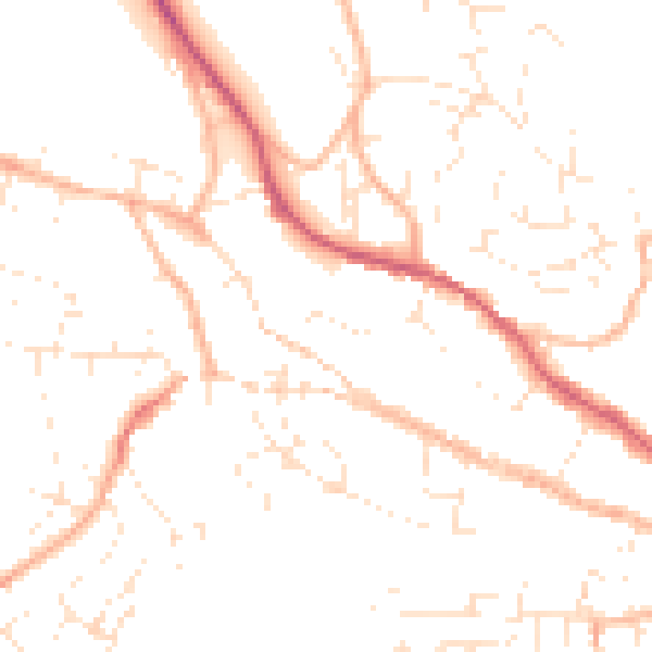 Daytime road noise heatmap for TR10 8SG