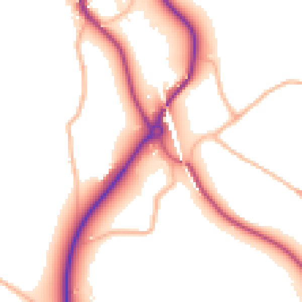 Daytime road noise heatmap for TR10 9AN