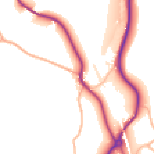 Daytime road noise heatmap for TR10 9AS