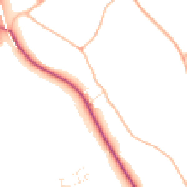 Daytime road noise heatmap for TR10 9AT