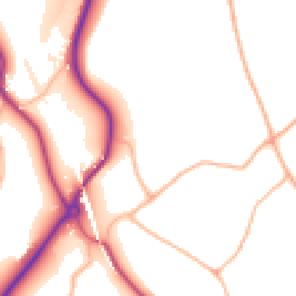 Daytime road noise heatmap for TR10 9AU