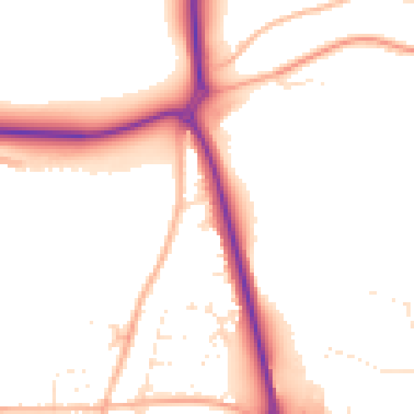 Daytime road noise heatmap for TR10 9DF