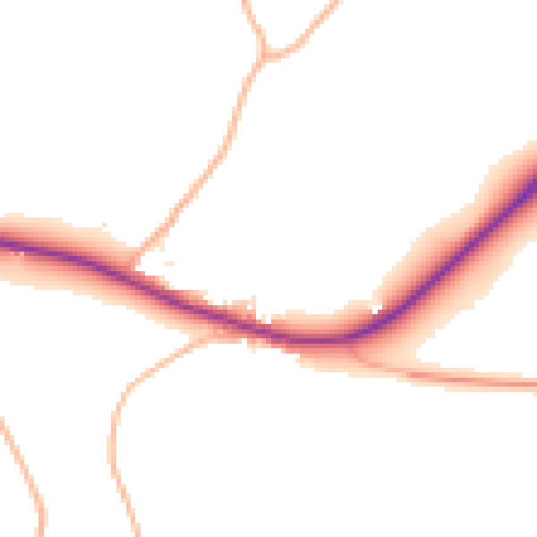 Daytime road noise heatmap for TR10 9DL