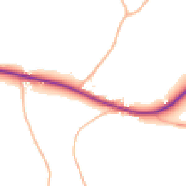 Daytime road noise heatmap for TR10 9DR