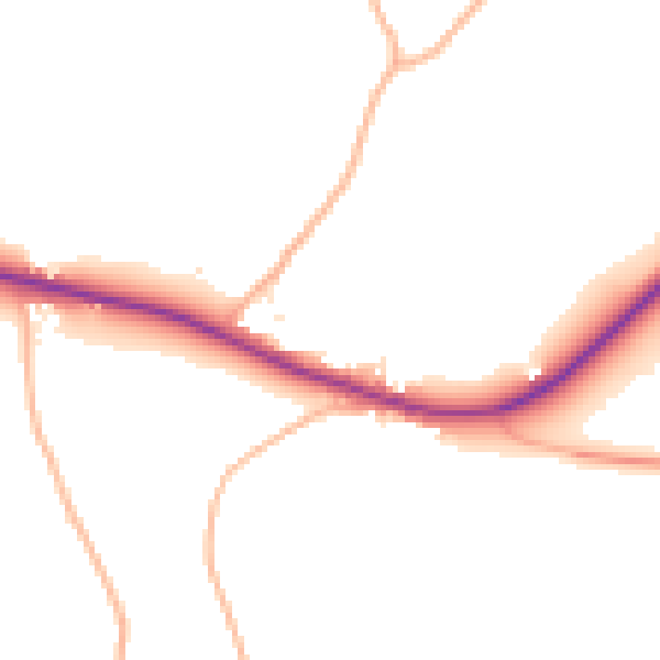Daytime road noise heatmap for TR10 9DW
