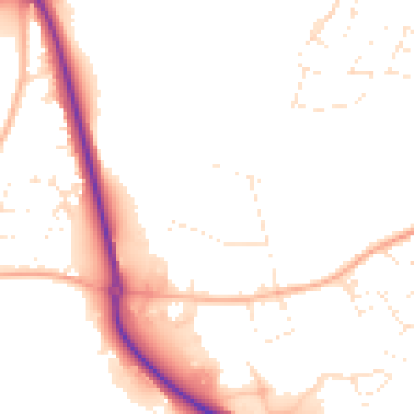 Daytime road noise heatmap for TR10 9EP