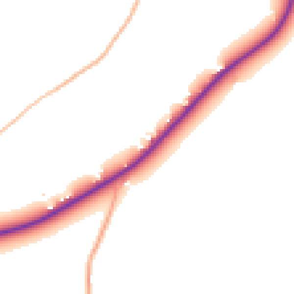 Daytime road noise heatmap for TR10 9EQ