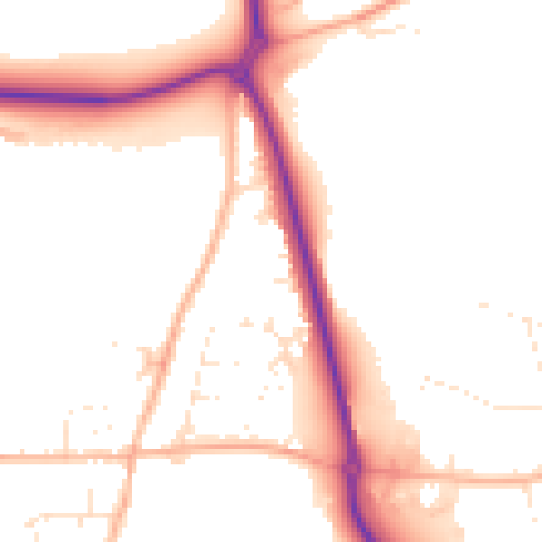 Daytime road noise heatmap for TR10 9FA