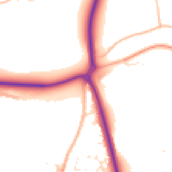 Daytime road noise heatmap for TR10 9FB
