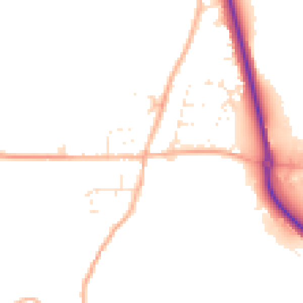 Daytime road noise heatmap for TR10 9HA