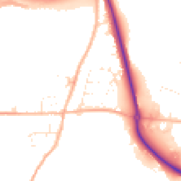 Daytime road noise heatmap for TR10 9HB