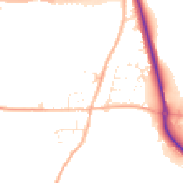 Daytime road noise heatmap for TR10 9HF