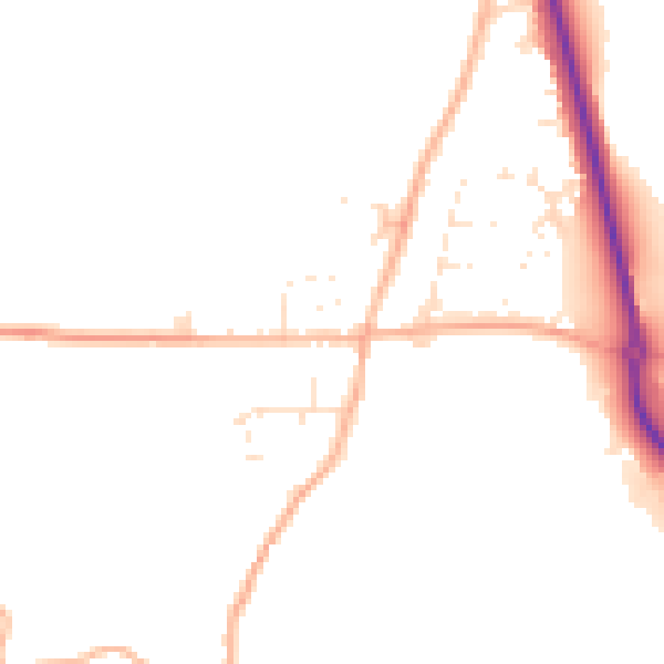Daytime road noise heatmap for TR10 9HG