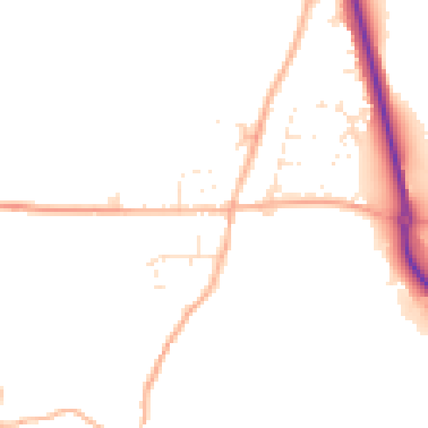 Daytime road noise heatmap for TR10 9HJ