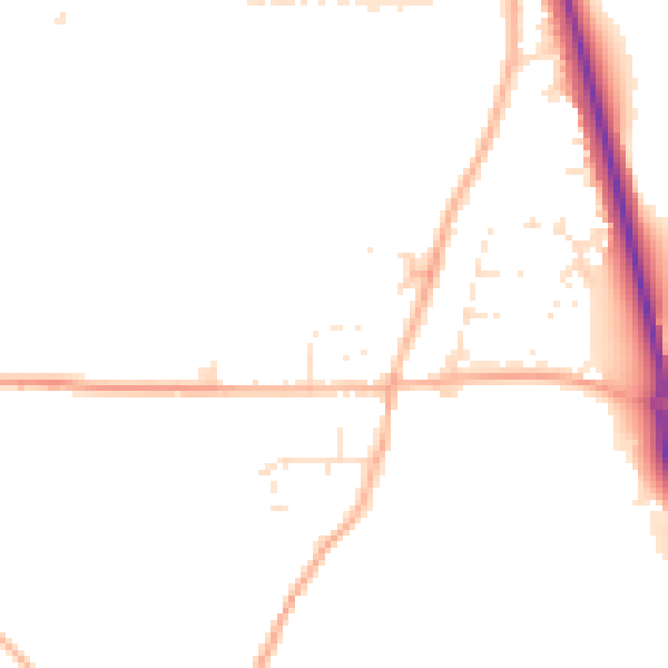 Daytime road noise heatmap for TR10 9HQ
