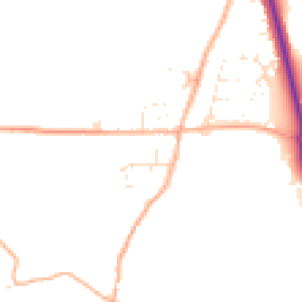 Daytime road noise heatmap for TR10 9HT