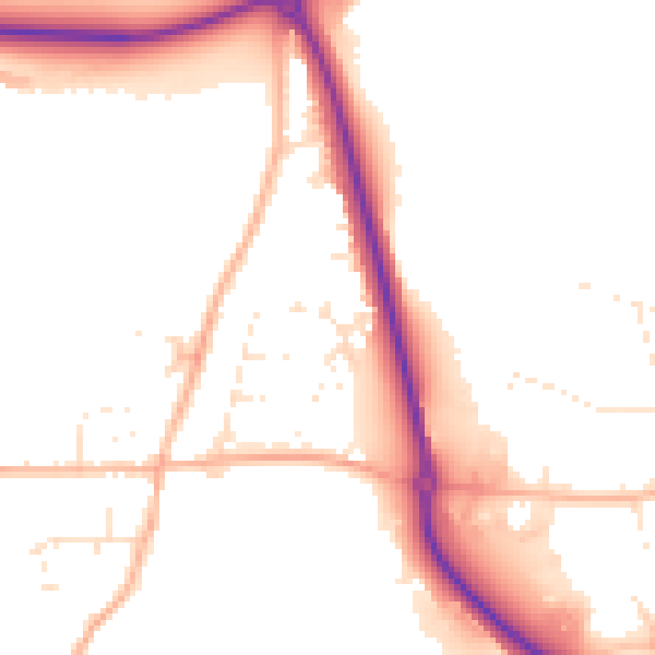 Daytime road noise heatmap for TR10 9JT