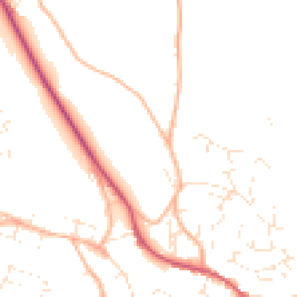 Daytime road noise heatmap for TR10 9LE