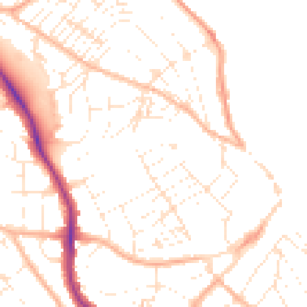 Daytime road noise heatmap for TR11 2BH