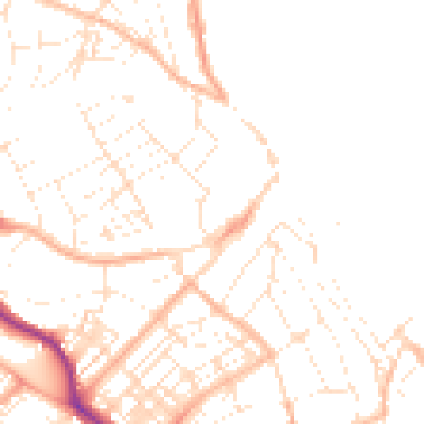 Daytime road noise heatmap for TR11 2BT